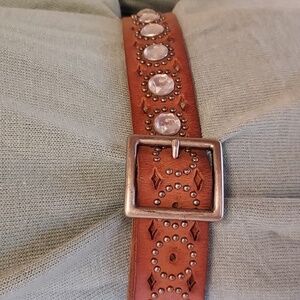 Hollister Brown Leather Belt with Embossed Logo